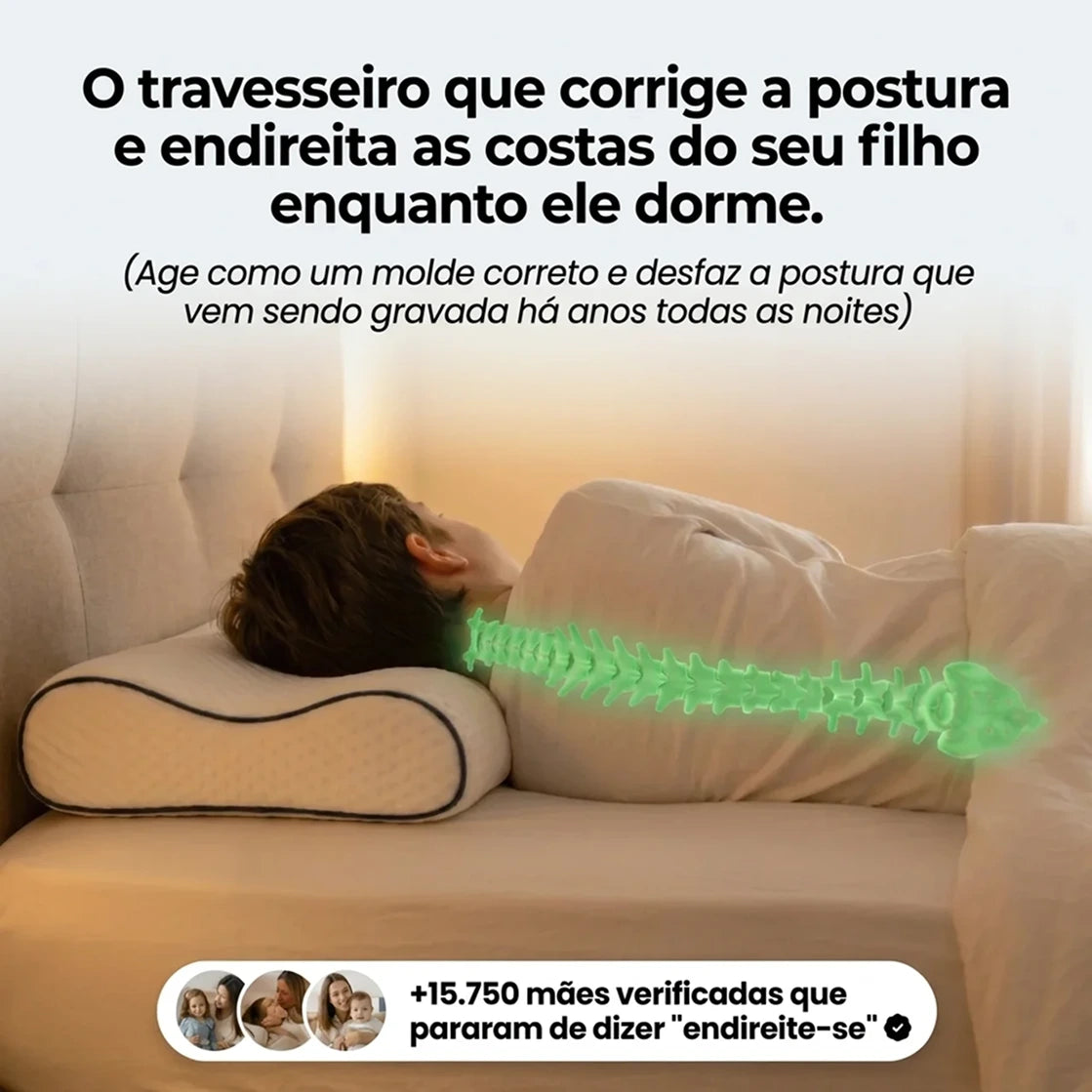 Almofada Ergonómica desenvolvida para Corrigir e Endireitar as Costas do teu Filho